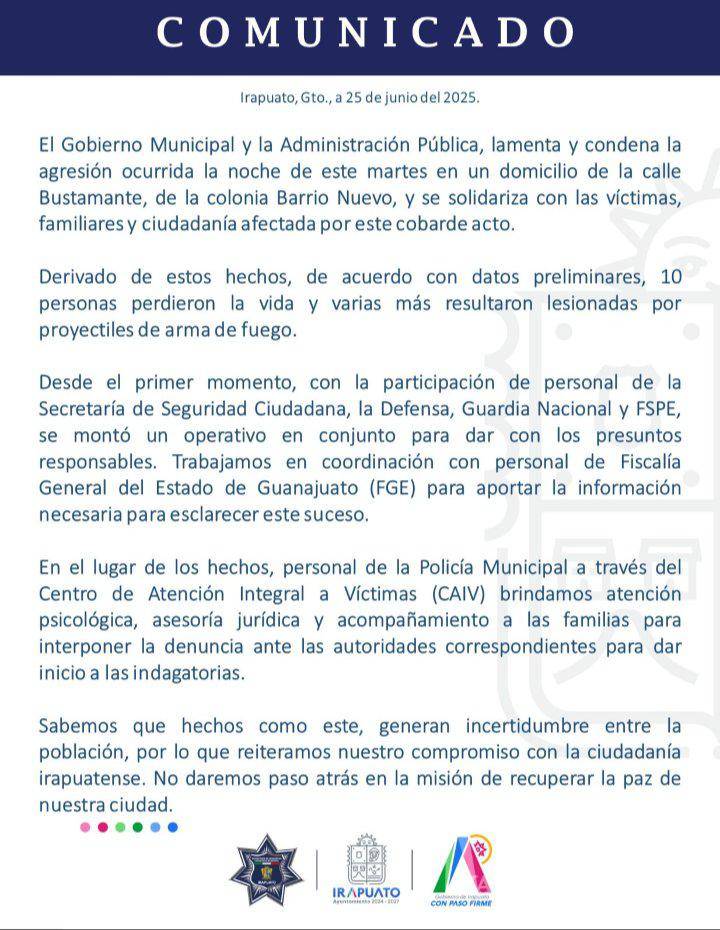 $!Masacre en fiesta patronal en Irapuato fue grabada en vivo; suman 11 muertos, entre ellos un menor