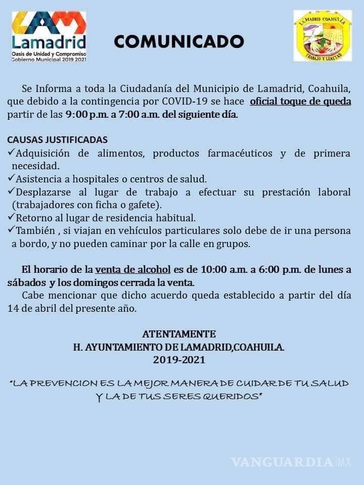 $!Coronavirus: A partir de hoy aplican toque de queda en Lamadrid, Coahuila; habrá multas