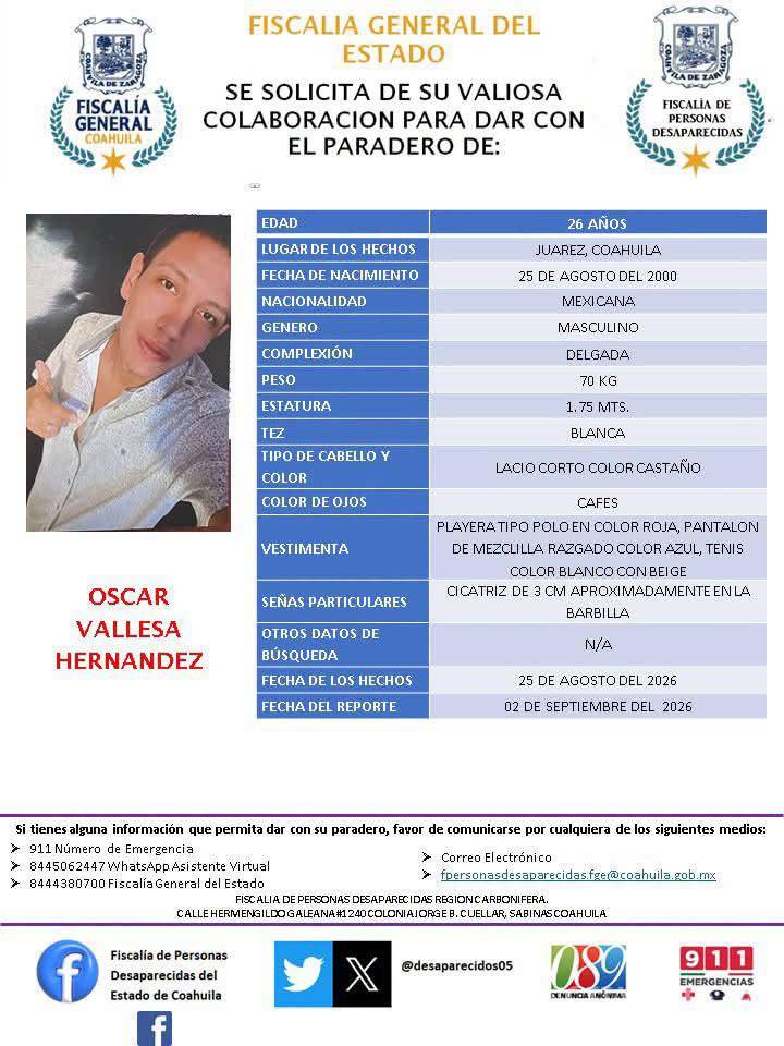 $!Autoridades solicitaron a la ciudadanía aportar cualquier información que ayude a establecer su paradero.