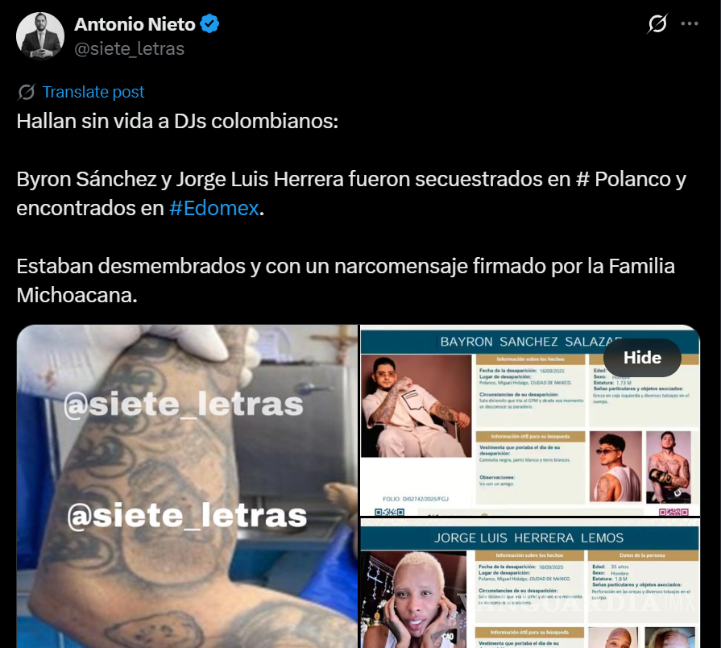 $!Encuentran sin vida a los DJ colombianos B-King y Regio Clown tras haber sido reportados como desaparecidos