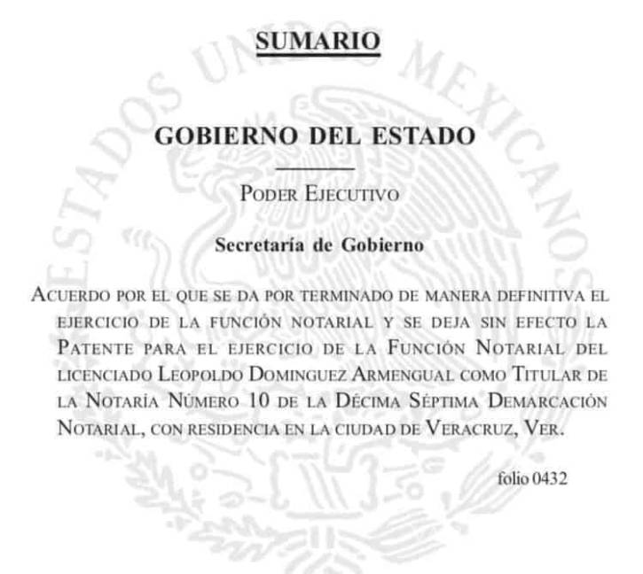 $!Cancela Segob notaría del extitular de Turismo en gobierno de Miguel Ángel Yunes en Veracruz