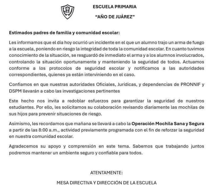 $!La escuela confirmó la situación de riesgo que se tuvo en uno de sus salones.