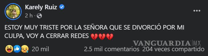 $!La modelo expresó que cerraría su redes tras el escandálo del divorcio.