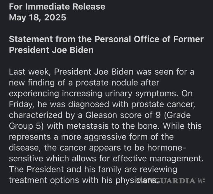 $!Diagnostican al expresidente de Estados Unidos, Joe Biden, con cáncer de próstata a sus 82 años de edad