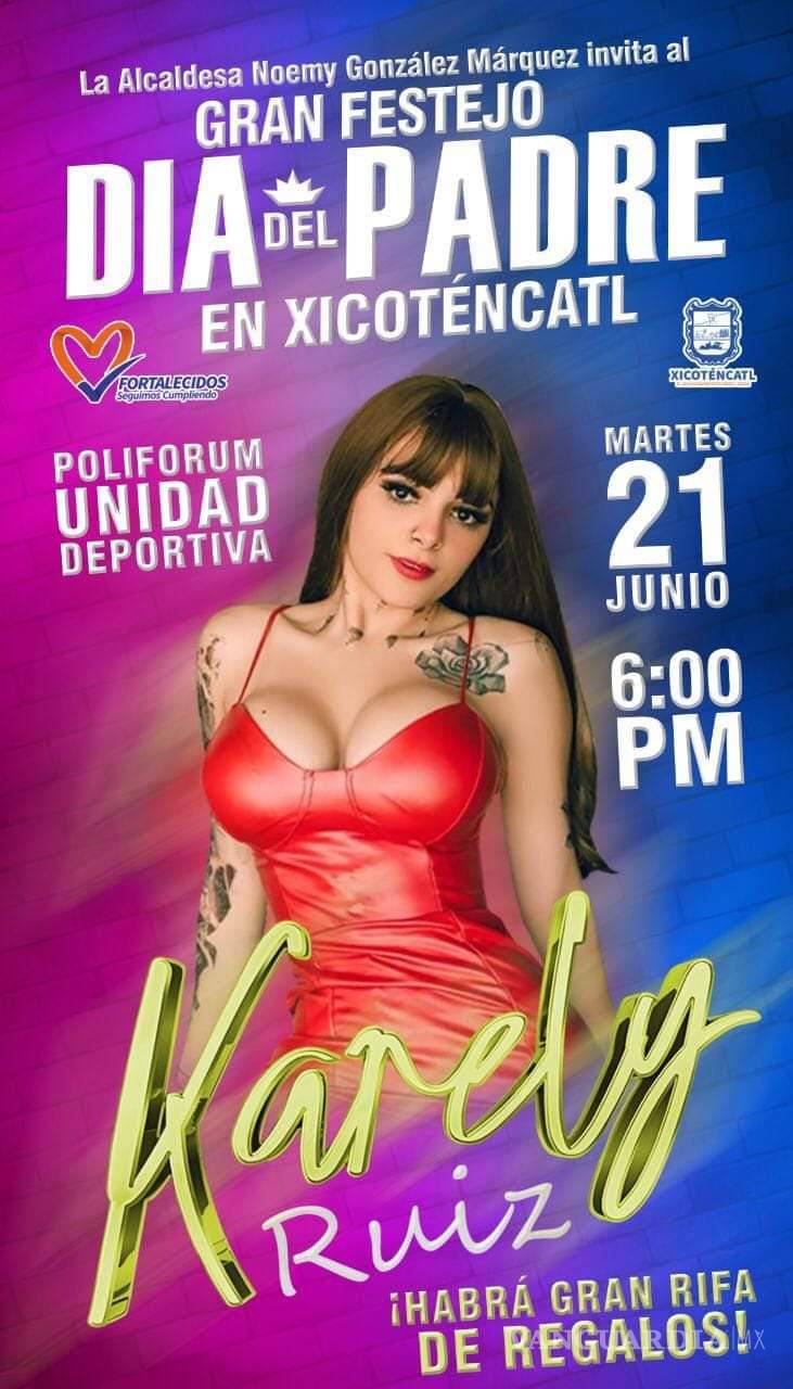 $!Escándalo: alcaldesa lleva a Karely Ruiz, escoltada por policías, a festejo del Día del Padre en Tamaulipas