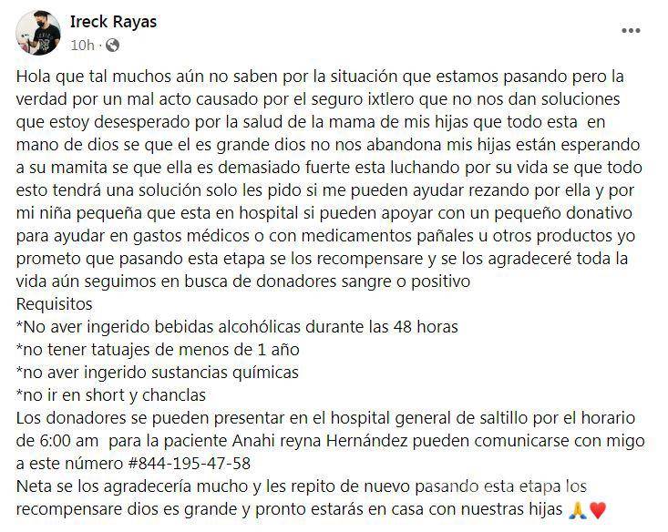 Saltillo: Padre clama por ayuda para su bebé y esposa; señala mal procedimiento en Hospital Ixtlero