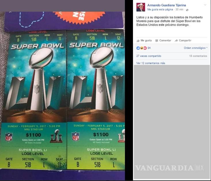 $!Armando Guadiana compra boleto del Super Bowl a Moreira