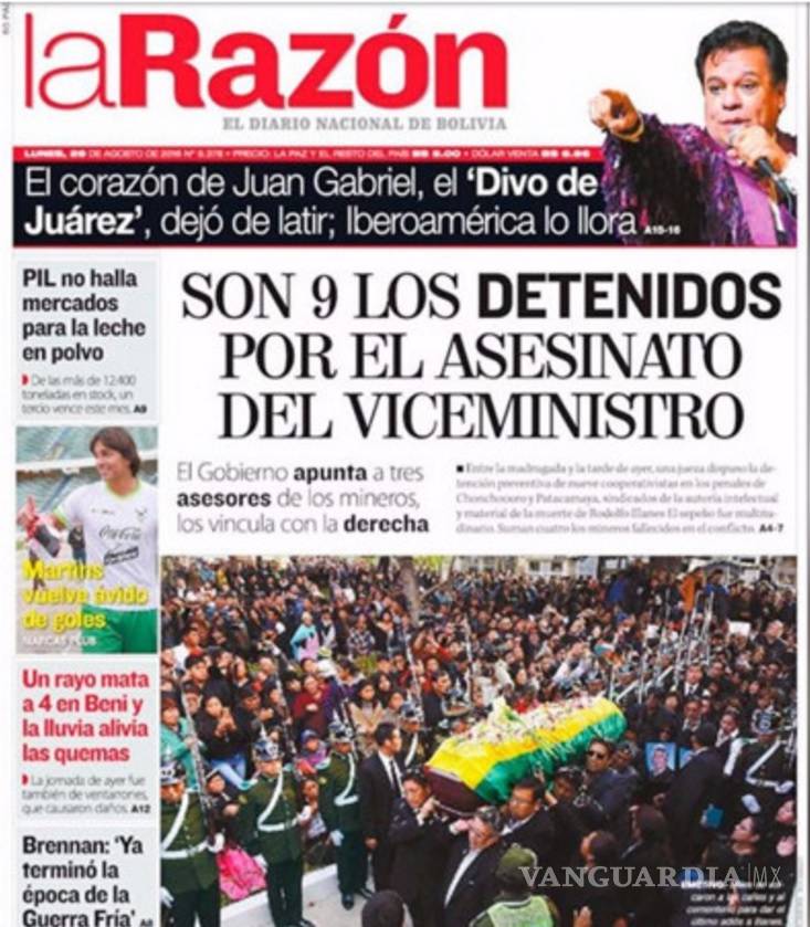 $!Así despidieron los periódicos del mundo a Juan Gabriel