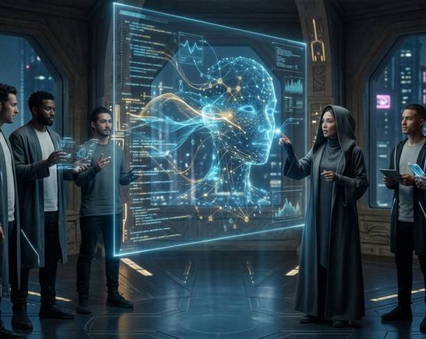 Imagen creada a través de la inteligencia artificial. Los profetas del algoritmo.