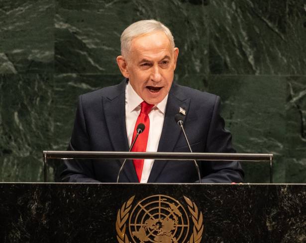 NEW YORK (United States), 24/09/2026.- Israel's Prime Minister Benjamin Netanyahu speaks during the General Debate of the 81st session of the United Nations General Assembly (UNGA) at United Nations Headquarters in New York, New York, USA, 24 September 2026. (Nueva York) EFE/EPA/LEV RADIN