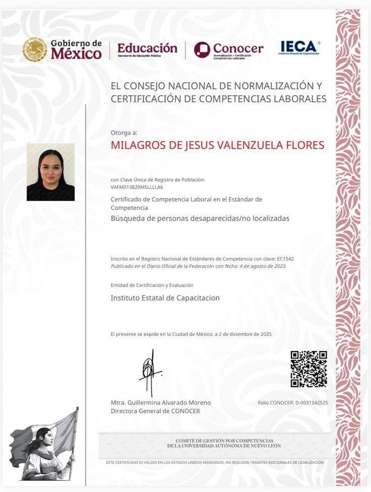 $!Ceci Flores y Milagros Valenzuela se convierten en las primeras buscadoras certificadas oficialmente en México