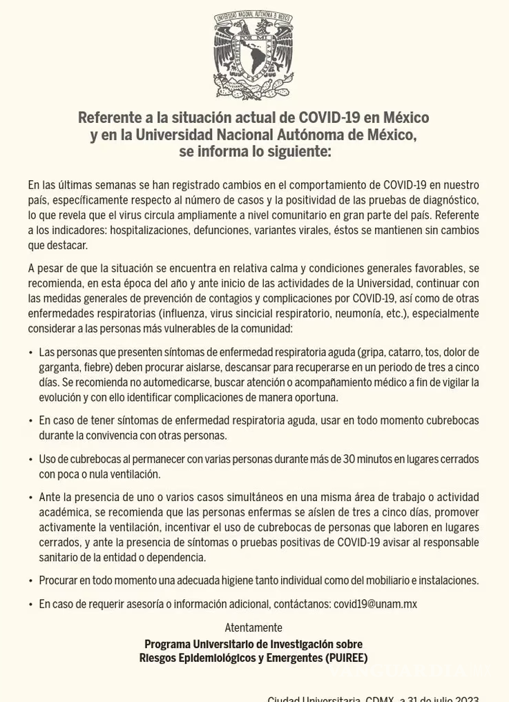 $!Virus del Covid-19 está cambiando, advierte la UNAM; pide a todo México usar nuevamente cubrebocas