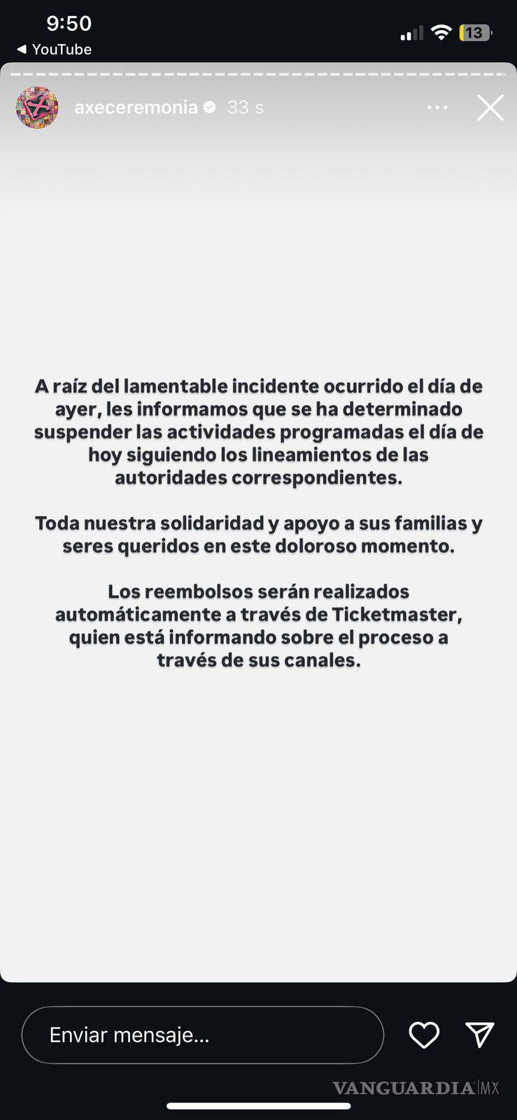 $!Tragedia en Axe Ceremonia: Alcaldía Miguel Hidalgo suspende festival; víctimas eran fotógrafos