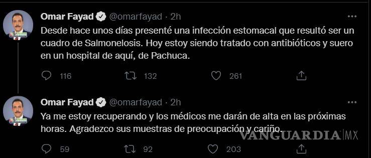 $!Hospitalizan al gobernador de Hidalgo, Omar Fayad, por salmonelosis