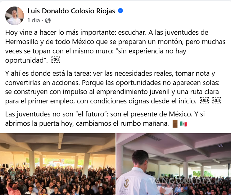 $!Conferencia de Luis Donaldo Colosio Riojas en Universidad de Sonora