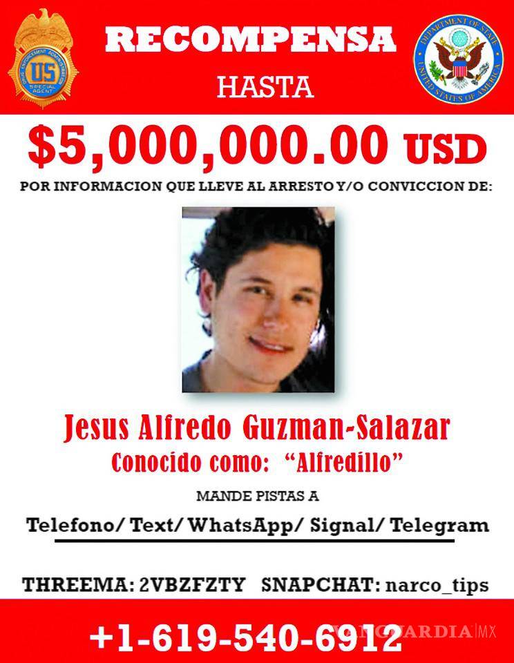 $!Autoridades de Estados Unidos dieron a conocer los carteles de búsqueda contra los hijos del Chapo Guzmán