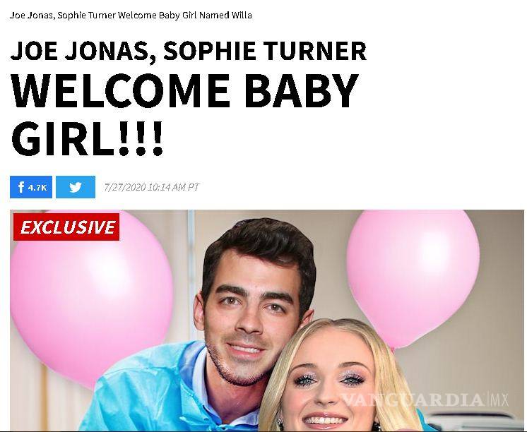 $!Sophie Turner y Joe Jonas se convierten en padres de una niña