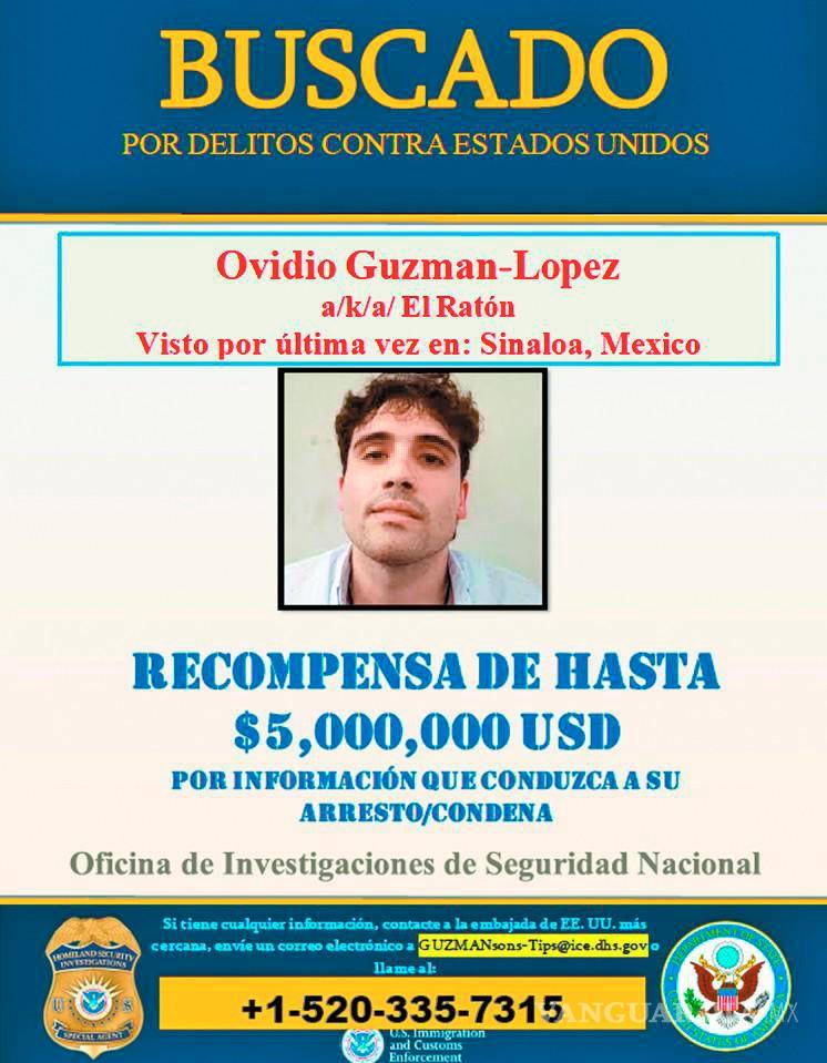 $!Ovidio “El Ratón” Guzmán López es buscado por autoridades de Estados Unidos