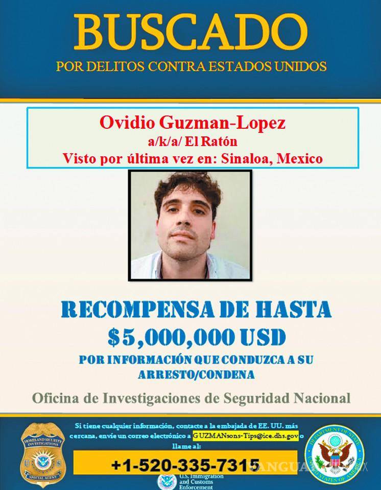 $!Autoridades de Estados Unidos dieron a conocer los carteles de búsqueda contra los hijos del Chapo Guzmán