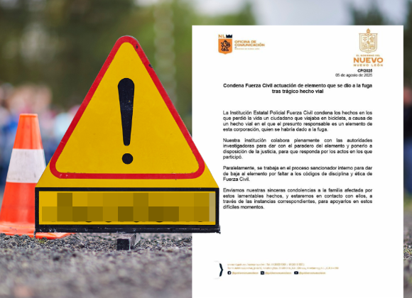 Elemento de Fuerza Civil mata a ciclista y huye del lugar, en NL