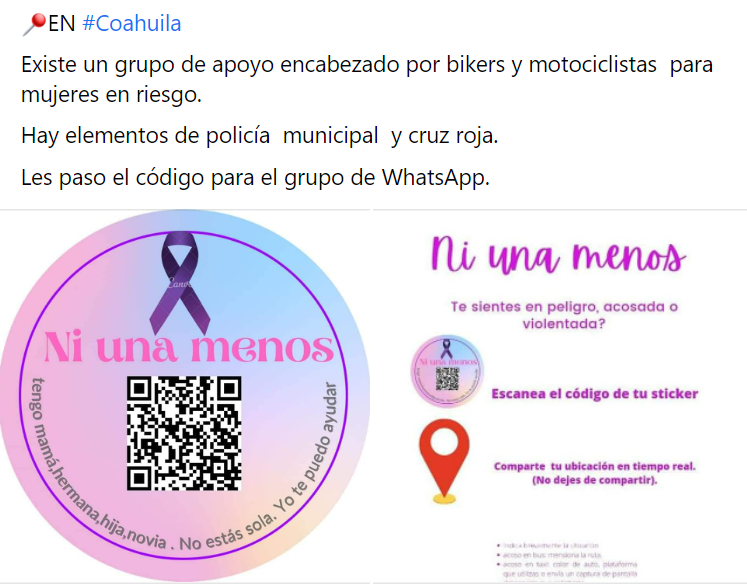 Saltillo: entre mujeres, llaman a unirse a apps por ola de desapariciones