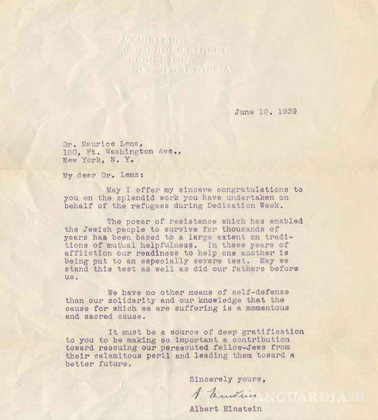 $!Subastan cartas de Einstein sobre la “locura de Hitler”