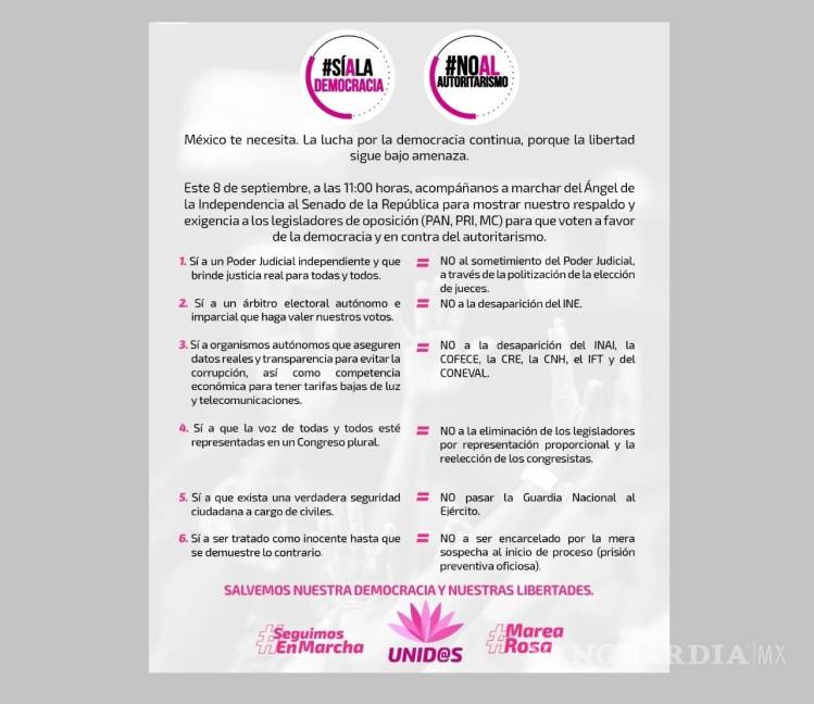 $!Marea Rosa convoca a marcha para el 8 de septiembre