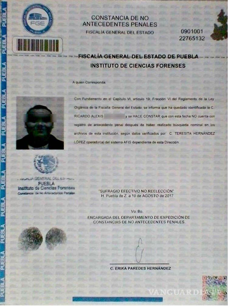 $!Gobierno de Puebla validó sin antecedentes penales a presunto homicida de Mara