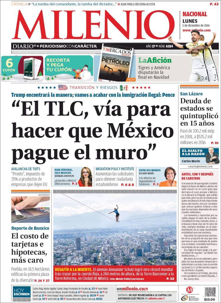 $!Titulares Prensa Nacional 05/12/2016