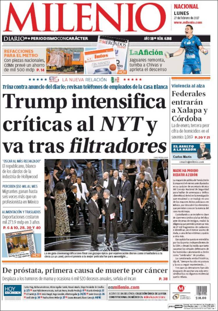 $!Titulares Prensa Nacional 27/02/2017