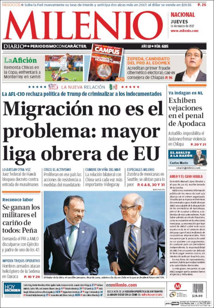 $!Titulares Prensa Nacional 16/03/2017