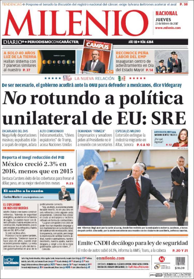$!Titulares Prensa Nacional 23/02/2017