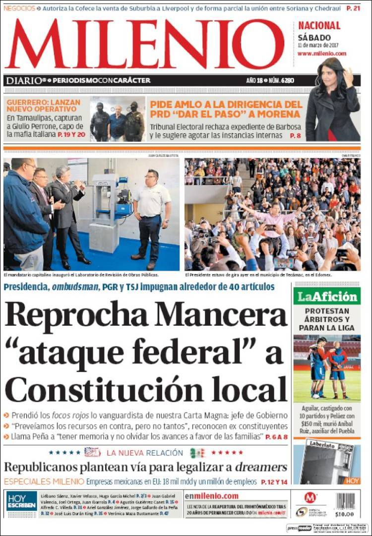 $!Titulares Prensa Nacional 11/03/2017