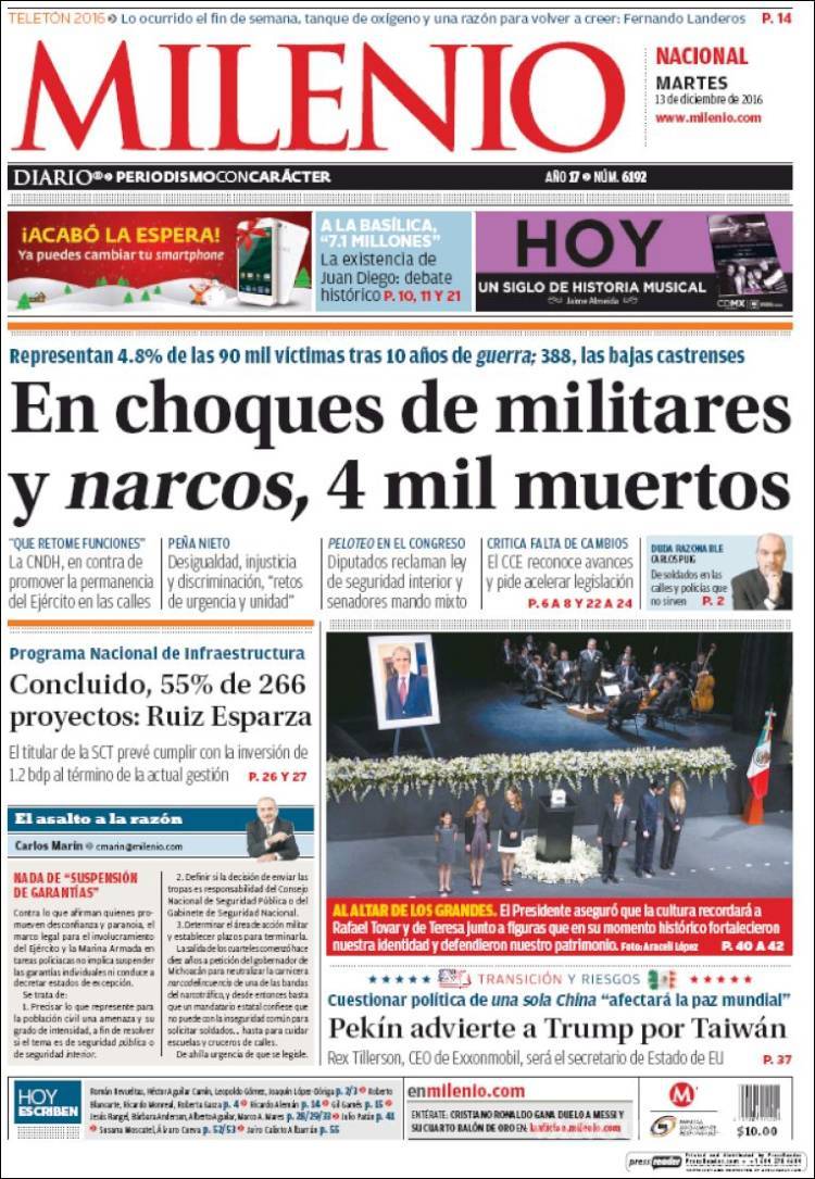 $!Titulares Prensa Nacional 13/12/2016