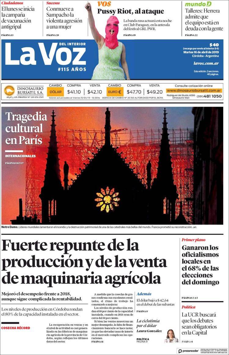 $!El desastre de Notre Dame en 13 portadas de diarios del mundo