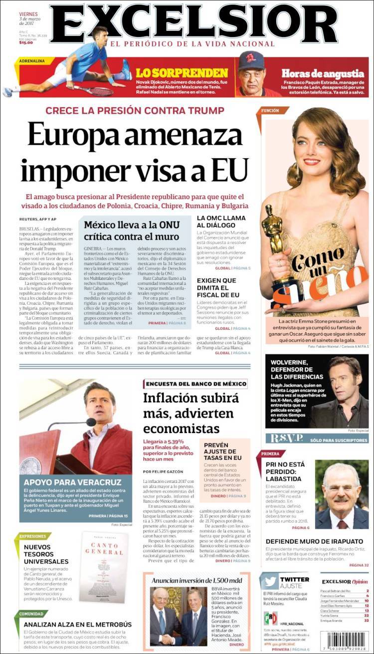 $!Titulares Prensa Nacional 03/03/2017
