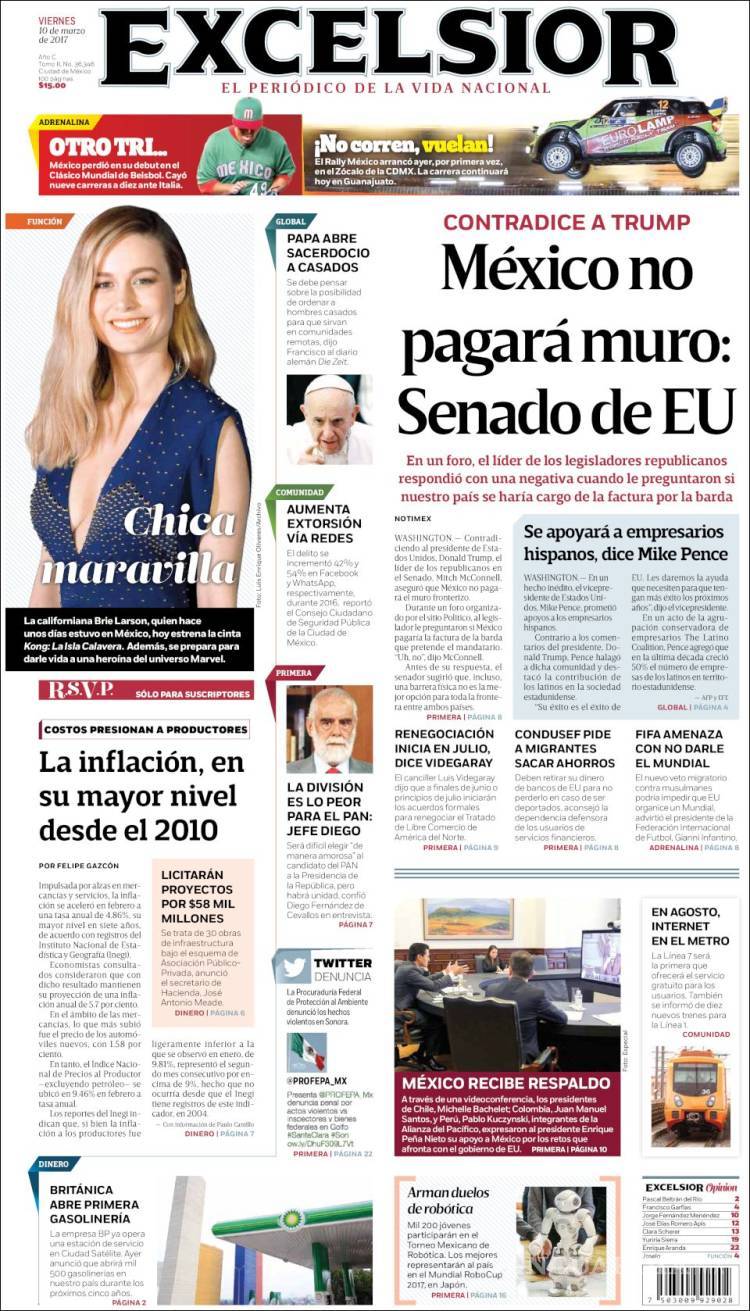 $!Titulares Prensa Nacional 10/03/2017