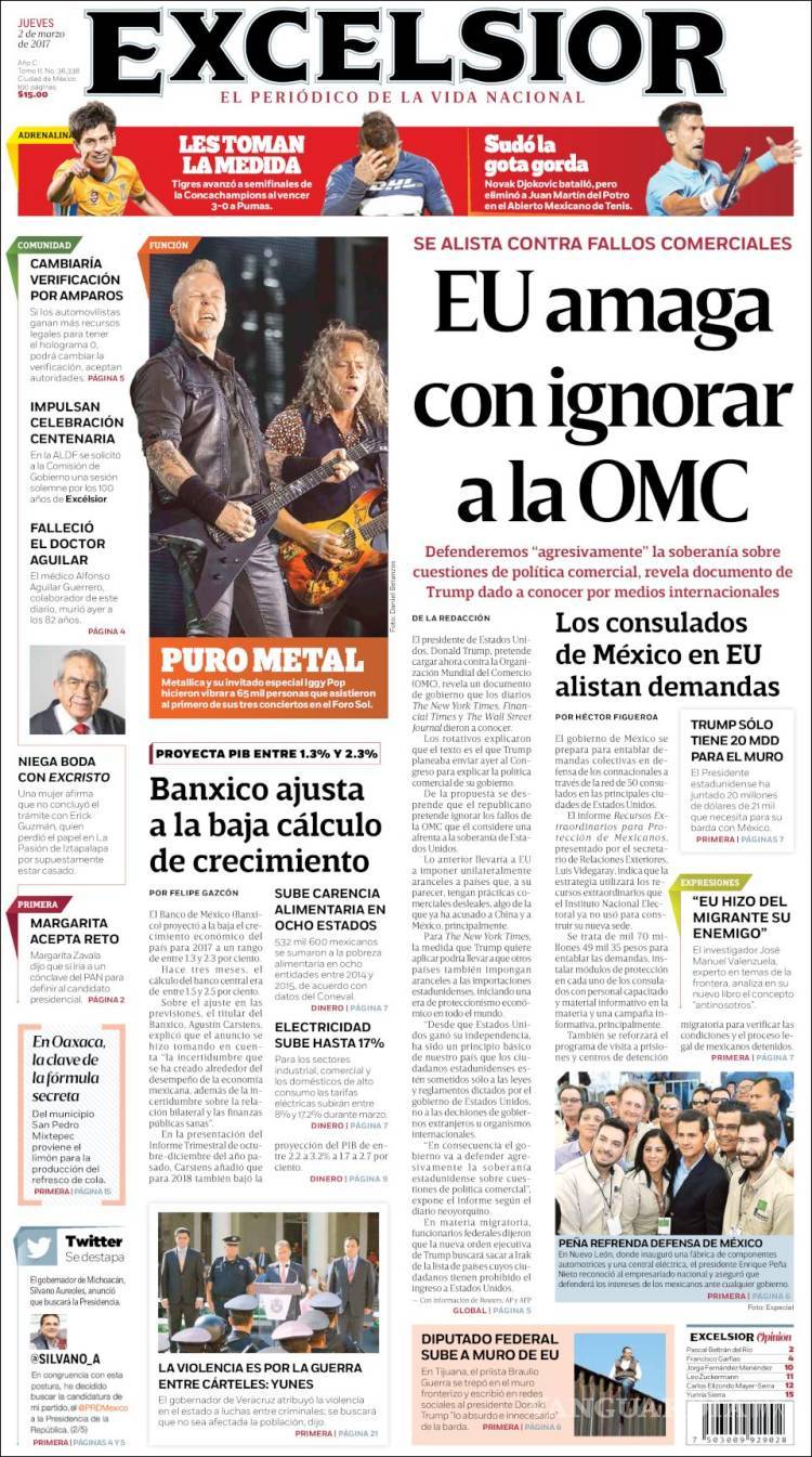$!Titulares Prensa Nacional 02/03/2017