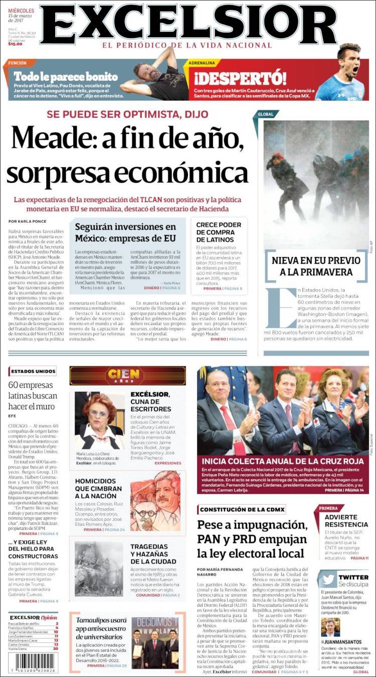 $!Titulares Prensa Nacional 15/03/2017