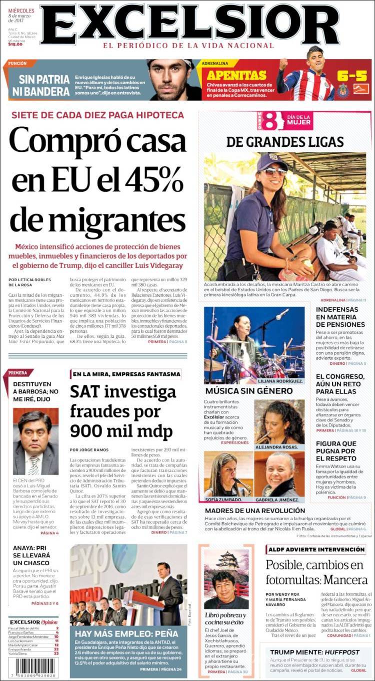 $!Titulares Prensa Nacional 08/03/2017