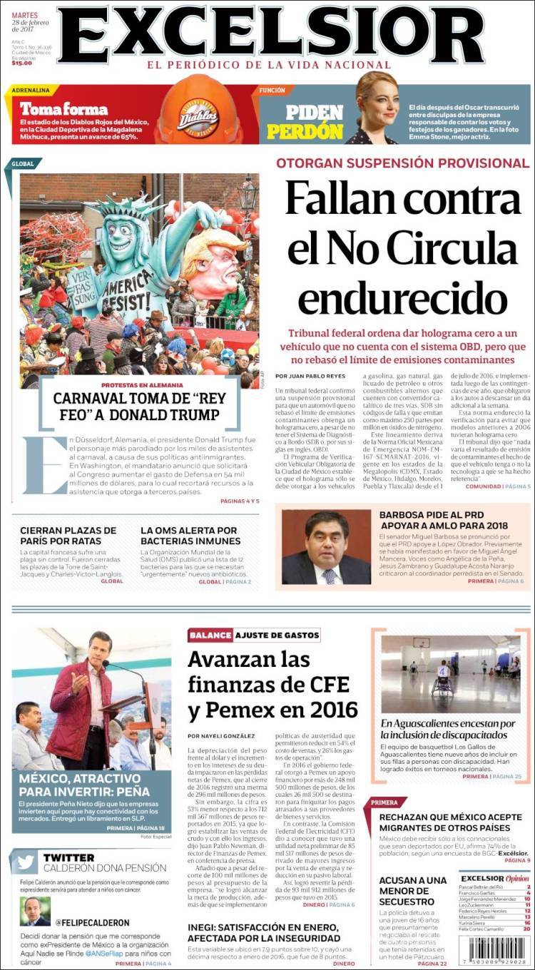 $!Titulares Prensa Nacional 28/02/2017