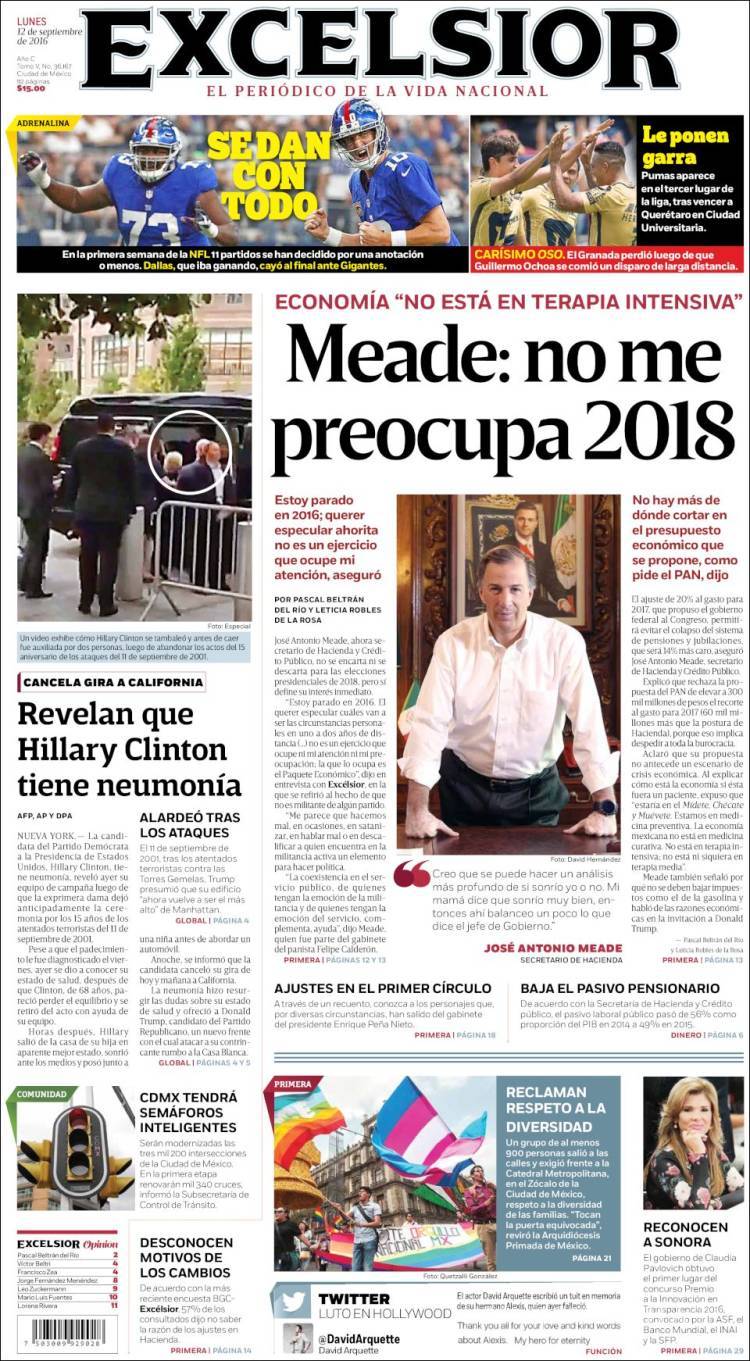 $!Titulares Prensa Nacional 12/09/2016