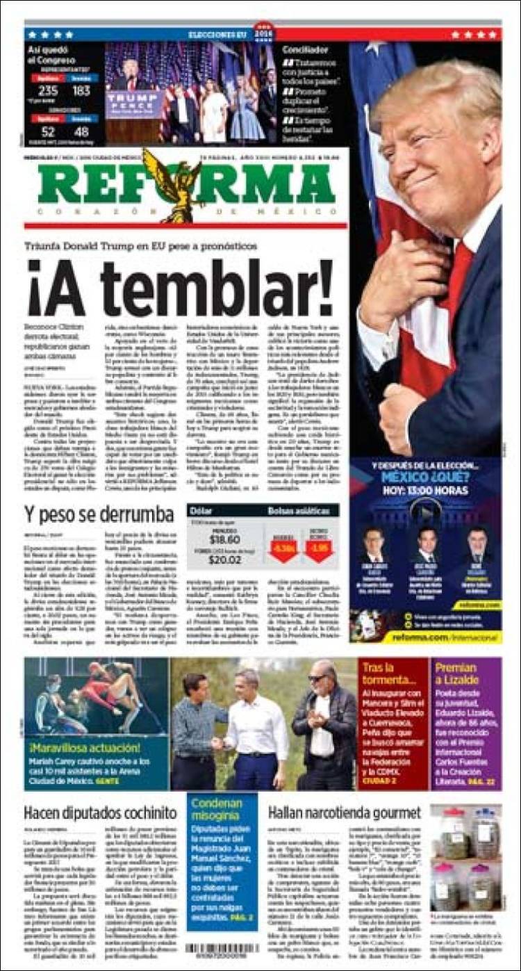 $!Titulares Prensa Nacional 09/11/2016