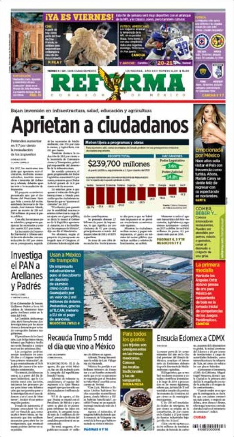 $!Titulares Prensa Nacional 09/09/2016