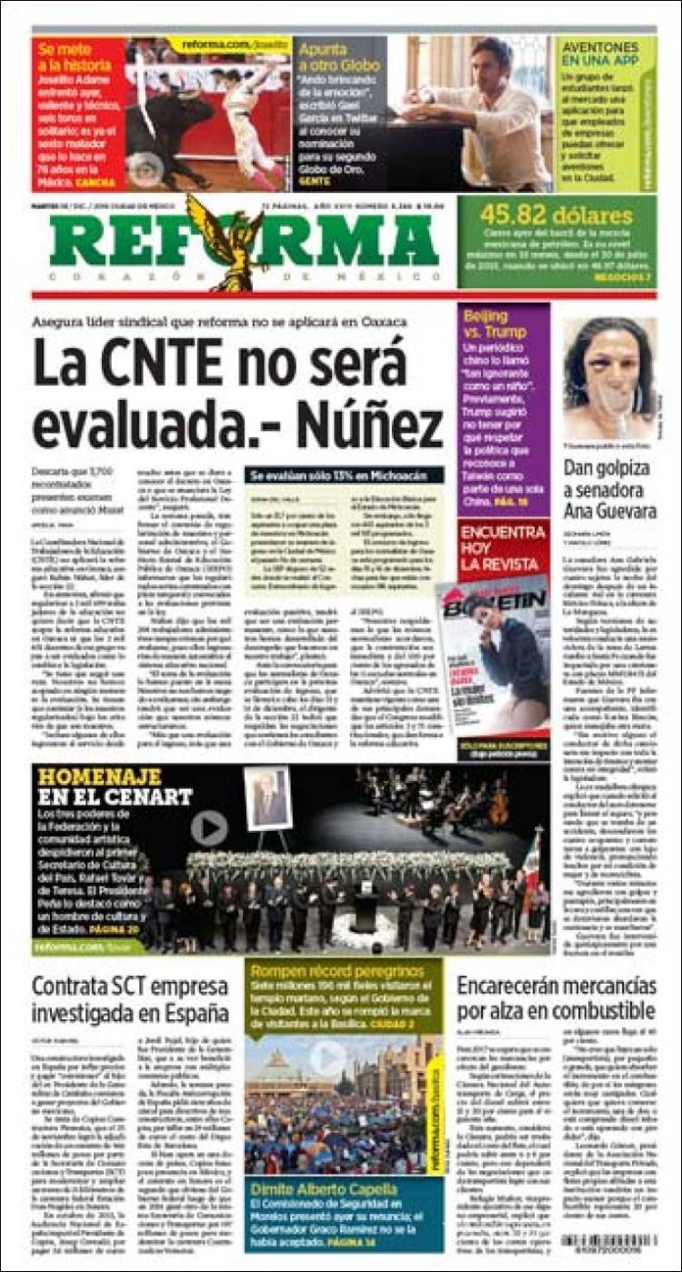 $!Titulares Prensa Nacional 13/12/2016