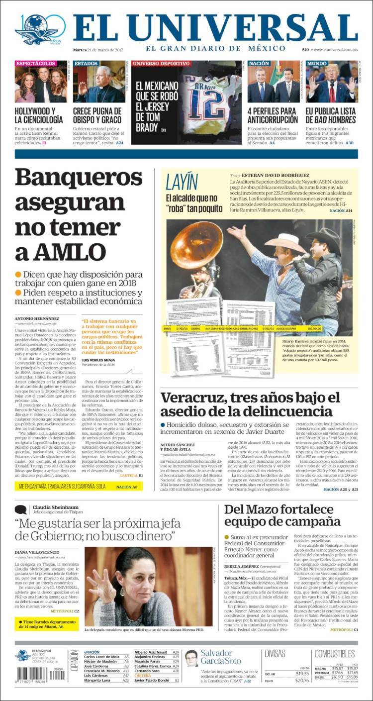 $!Titulares Prensa Nacional 21/03/2017