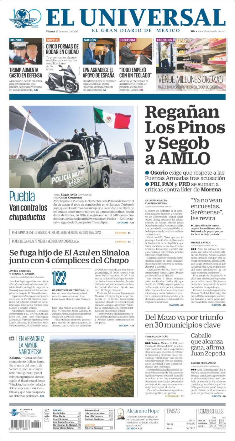$!Titulares Prensa Nacional 17/03/2017