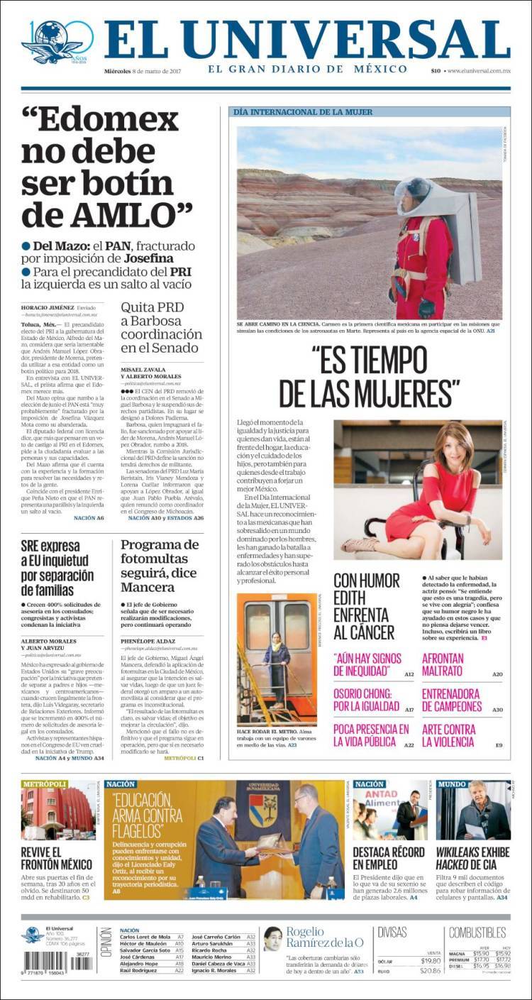 $!Titulares Prensa Nacional 08/03/2017