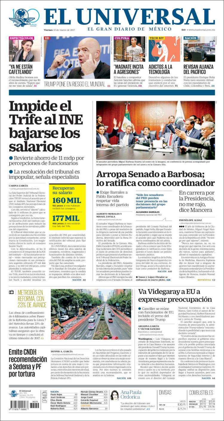 $!Titulares Prensa Nacional 10/03/2017