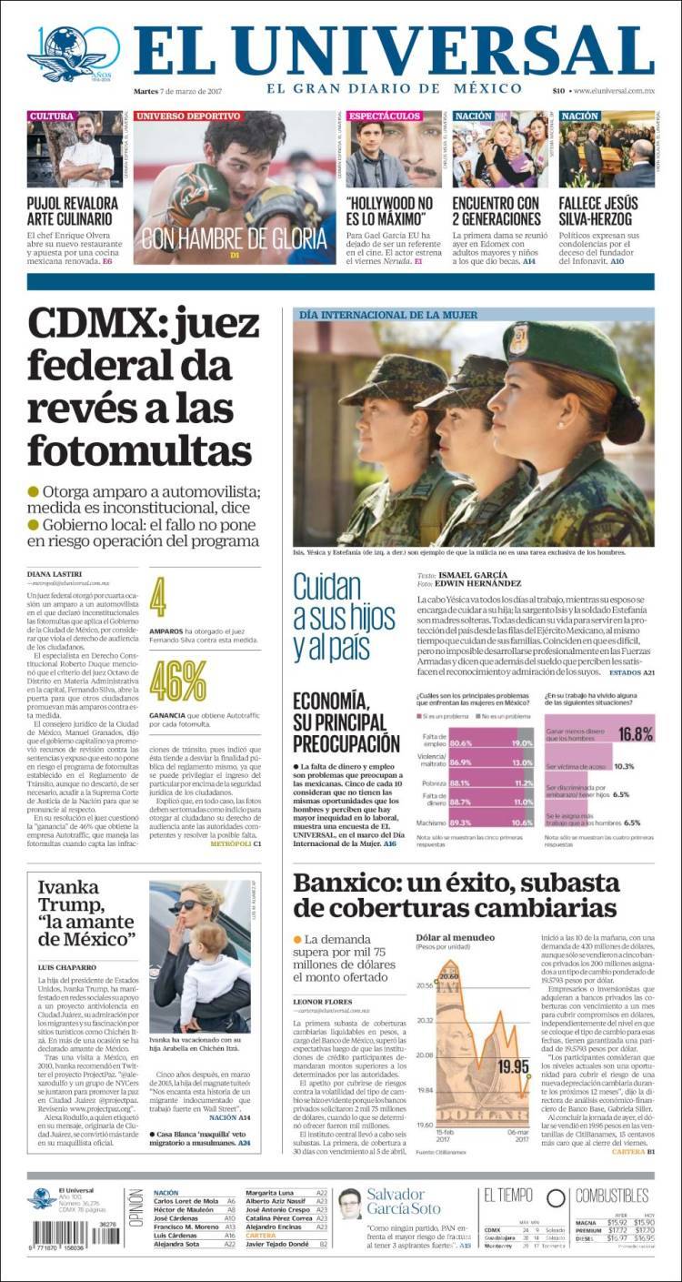 $!Titulares Prensa Nacional 07/03/2017
